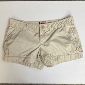 Y2K Juicy Couture Booty Shorts Size 4 Low Rise Beige